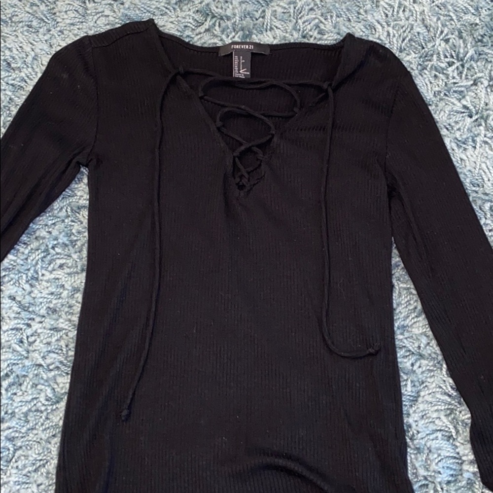 NWOT F21 ribbed lace up top